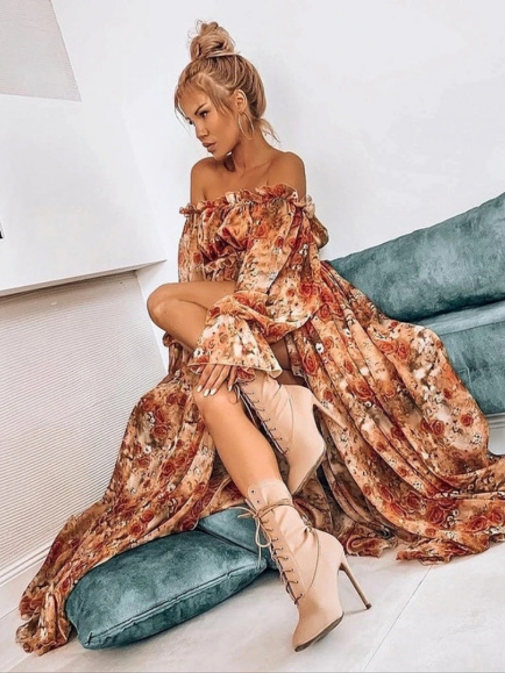 Joanna Muzyk Atelier Floral Off-Shoulder Maxi Dress MIMI BOUTIQUE - Picture 9 of 10